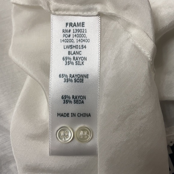 Frame White Silk Button down cropped blouse Size S - Picture 7 of 7